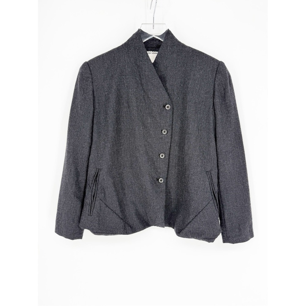 Gary Graham Asymmetrical Button Jacket Women's 4 Italian Wool Minimalist